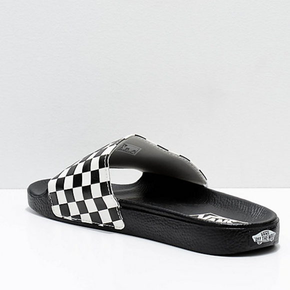 Vans Black & White Checkerboard Slide On Sandals - Picture 2 of 4